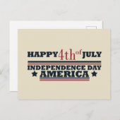 アメリカ独立記念日の7月の幸せ4日 シーズンポストカード (正面/裏面)