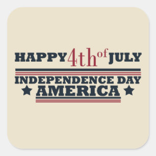アメリカ独立記念日の7月の幸せ4日 スクエアシール