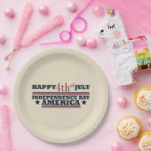 アメリカ独立記念日の7月の幸せ4日 ペーパープレート (パーティー)