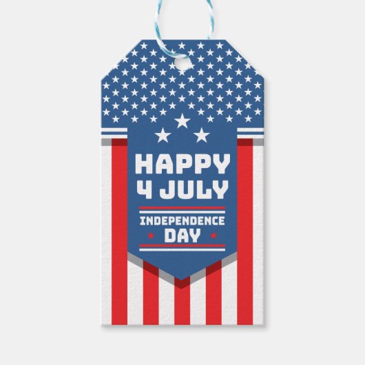 アメリカ独立記念日の7月4日の幸せ ギフトタグ (正面)