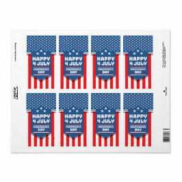 アメリカ独立記念日の7月4日の幸せ ラベル