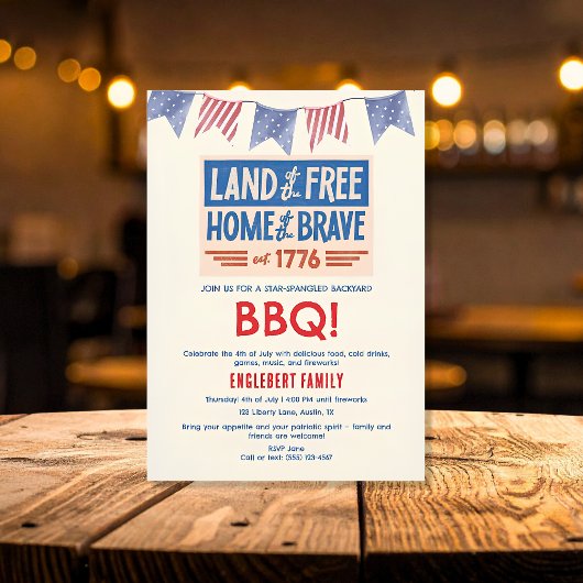 アメリカ独立記念日のBBQパーティー 招待状