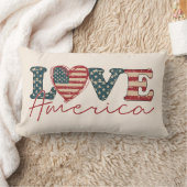 アメリカ独立記念日のLOVE ランバークッション (ブランケット)
