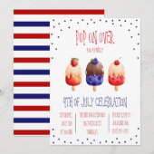 アメリカ独立記念日を祝おう!かき氷をテーマにしたパーティーの招待状 招待状 (正面/裏面)