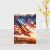 アメリカ独立記念日アメリカ国旗水彩画アート カード (黄色い花)