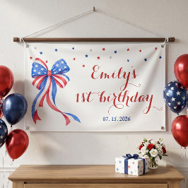 アメリカ独立記念日テーマの誕生日アーチ 横断幕