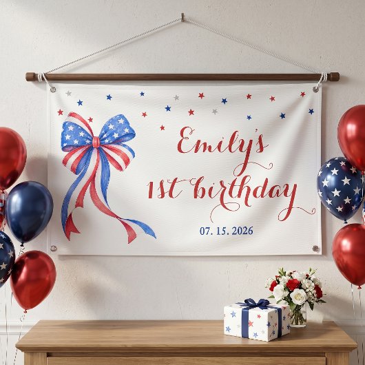 アメリカ独立記念日テーマの誕生日アーチ 横断幕
