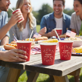 アメリカ独立記念日パーティーレッドホワイトブルーファイヤーワークス 紙コップ