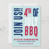 アメリカ独立記念日パーティー 赤 白 青 愛国者 招待状 (正面)