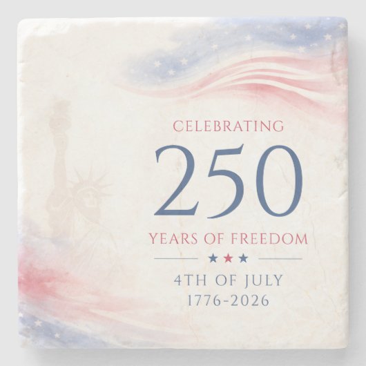 アメリカ独立記念日250周年お祝い 7月4日 ストーンコースター (正面)