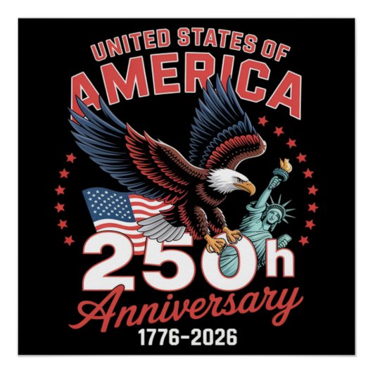 アメリカ独立記念日250周年USA愛国 ポスター (正面)