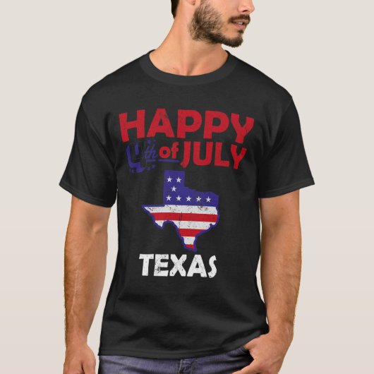 アメリカ独立記念日7月4日退役軍人テキサス州 Tシャツ (正面)