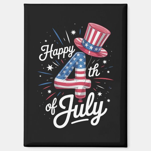 アメリカ独立記念日 おめでとう 愛国 アメリカ国旗 マグネット (正面)