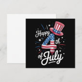 アメリカ独立記念日 おめでとう 愛国 アメリカ国旗 招待状 (正面/裏面)
