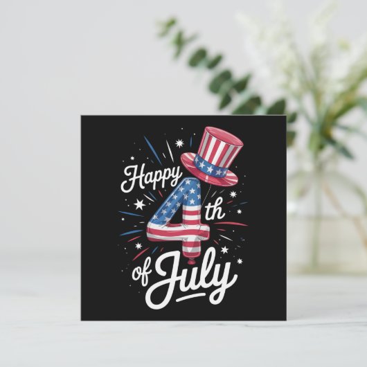アメリカ独立記念日 おめでとう 愛国 アメリカ国旗 招待状 (スタンド正面)