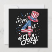 アメリカ独立記念日 おめでとう 愛国 アメリカ国旗 招待状 (正面)