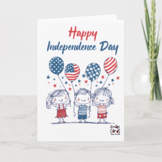 アメリカ独立記念日 - かわいい子供たち カード (正面)