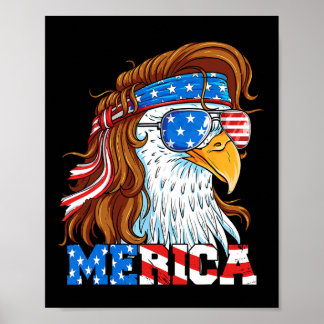 アメリカ独立記念日 アメリカ国旗デザインのワイルドイーグルマレット ポスター