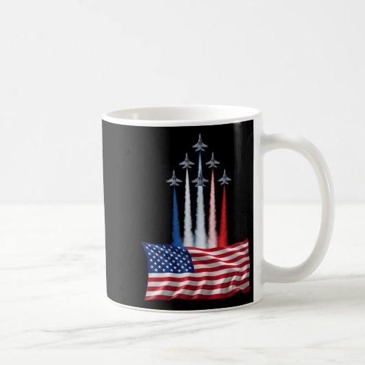 アメリカ独立記念日 アメリカ国旗 戦闘機 レッド コーヒーマグカップ (右)
