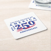 アメリカ独立記念日 アメリカ250周年をお祝いしよう スクエアペーパーコースター (アングル)