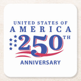 アメリカ独立記念日　アメリカ250周年をお祝いしよう スクエアペーパーコースター