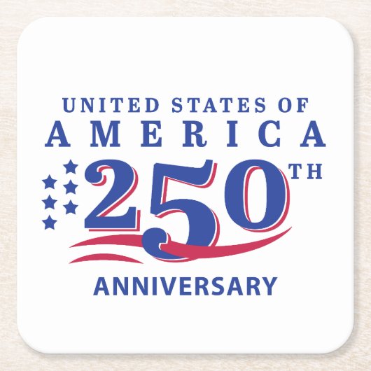 アメリカ独立記念日 アメリカ250周年をお祝いしよう スクエアペーパーコースター (正面)