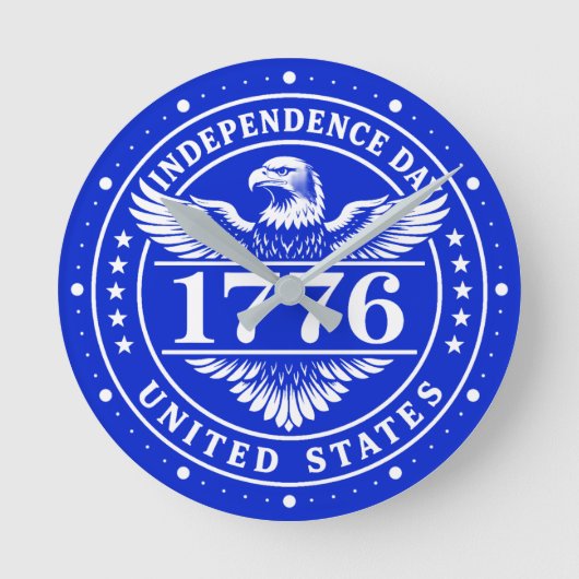 アメリカ独立記念日 イーグルバッジ ラウンド壁時計 (正面)