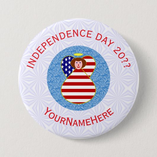 アメリカ独立記念日 エンジェル フラッグ オーダーメイド 缶バッジ (正面)