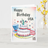 アメリカ独立記念日 - ケーキ カード (黄色い花)
