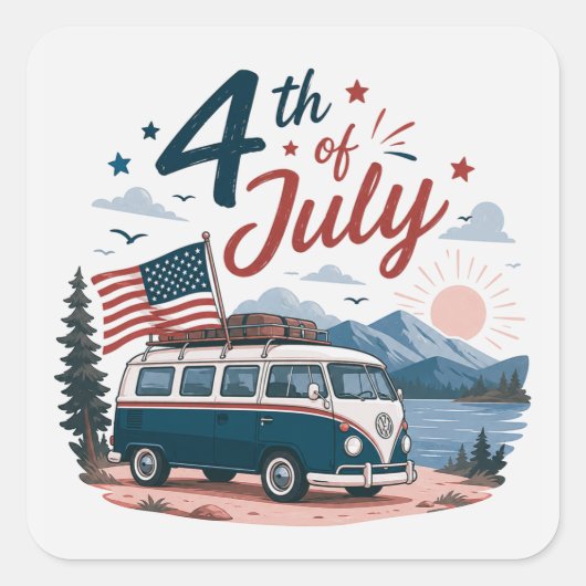 アメリカ独立記念日 スクエアシール (正面)