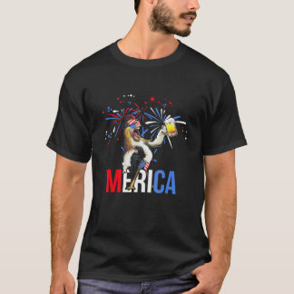 アメリカ独立記念日 ニワトリ ビール USAフラグ 4t Tシャツ