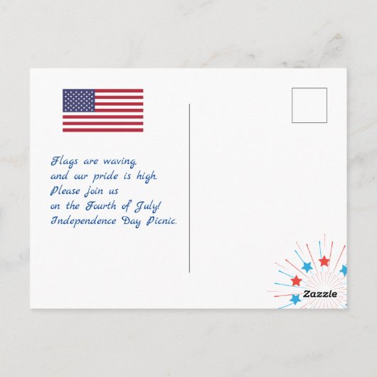 アメリカ独立記念日 ハッピーフォースオブジュライ ポストカード (裏面)