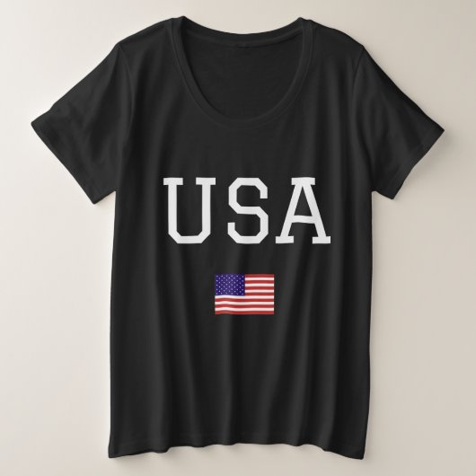 アメリカ独立記念日 パーティー アメリカ 国旗 プラスサイズTシャツ (デザイン正面)