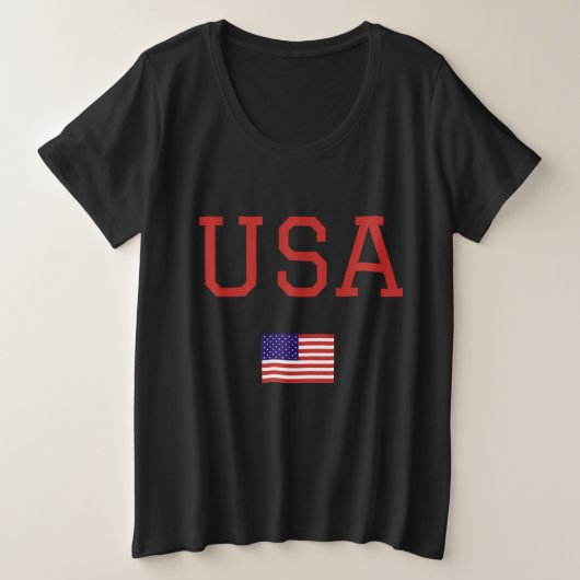 アメリカ独立記念日 パーティー アメリカ 国旗 プラスサイズTシャツ (デザイン正面)