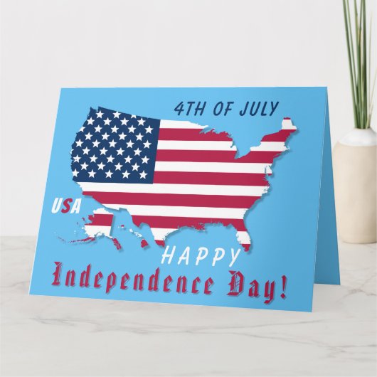 アメリカ独立記念日 マップ フラグ 赤 白 青 カード (正面)
