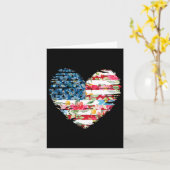 アメリカ独立記念日 女性用Tシャツ 星条旗 花柄 ハート カード (黄色い花)