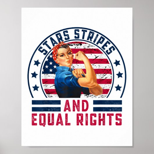 アメリカ独立記念日 女性Tシャツ 星 条文 平等な権利 ポスター (正面)