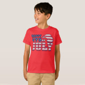 アメリカ独立記念日 子供用 赤いTシャツ Tシャツ (正面フル)