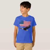 アメリカ独立記念日 子供用 青いTシャツ Tシャツ (正面フル)