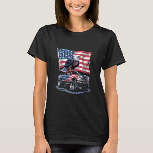 アメリカ独立記念日 愛国 アメリカ国旗 イーグル USA Tシャツ (正面)
