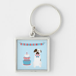 アメリカ独立記念日 犬 レッド ホワイト ブルー キーホルダー