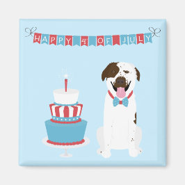 アメリカ独立記念日 犬 レッド ホワイト ブルー マグネット