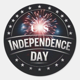 "アメリカ独立記念日" 花火と星 ラウンドシール
