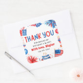 アメリカ独立記念日 赤白青のサマー誕生日パーティー スクエアシール (封筒)