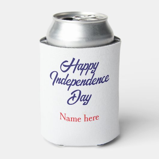 アメリカ独立記念日 赤 青 名前 アメリカの日 缶クーラー (缶正面)