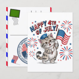 アメリカ独立記念日 2026 猫 タビー 肉球 ネコ シーズンポストカード