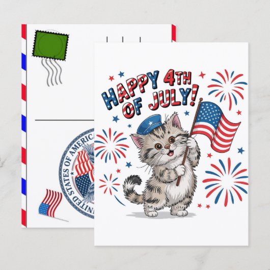 アメリカ独立記念日 2026 猫 タビー 肉球 ネコ シーズンポストカード (正面/裏面)