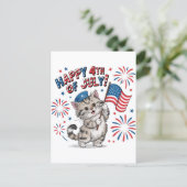 アメリカ独立記念日 2026 猫 タビー 肉球 ネコ シーズンポストカード (スタンド正面)