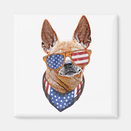 アメリカ独立記念日 4th July チワワ マグネット (正面)