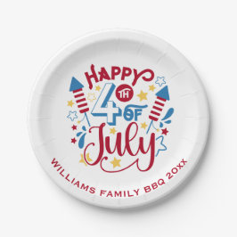 アメリカ独立記念日 4th+July  パーソナライズ ペーパープレート